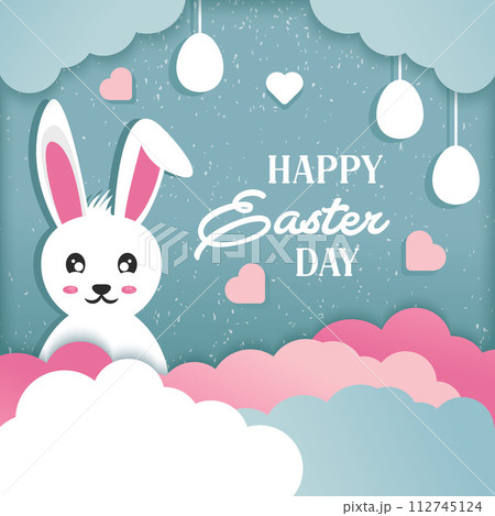 Happy Easter Day social media post in paper style Happy Easter Day social media post in paper style 112745124