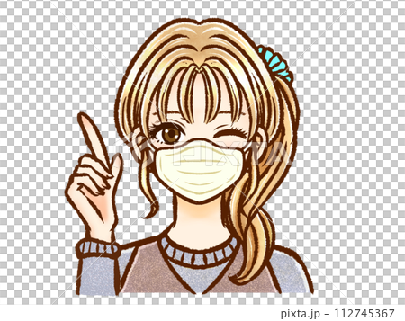 一位戴著面具、綁著金髮馬尾辮的成年女性 一位戴著面具、綁著金髮馬尾辮的成年女性 112745367