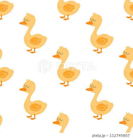 seamless pattern with cartoon duck 112745607