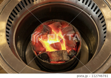 Korean style barbecue. Charcoal fire 112746781