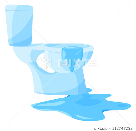 Clogged toilet with dripping water. bathroom cartoon icon Clogged toilet with dripping water. bathroom cartoon icon 112747258