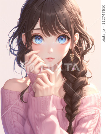 ゆるふわ三つ編みの女性　/AI生成 112747610