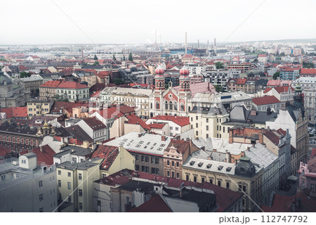 Pilsen (Plzen) old town view from the city tower. Czech Republic Pilsen (Plzen) old town view from the city tower. Czech Republic 112747792