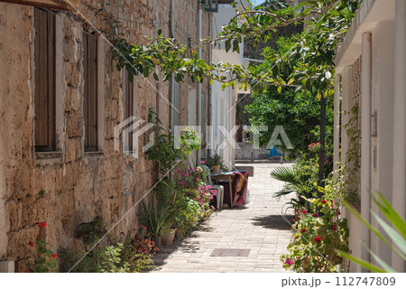 Cozy pedestrian street in the old town of Famagusta. Cyprus 112747809