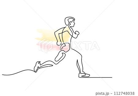 Man Runner One Line Drawing. Running Abstract Minimal Drawing. 112748038