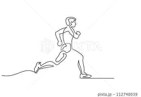 Man Runner One Line Drawing. Running Abstract Minimal Drawing. 112748039