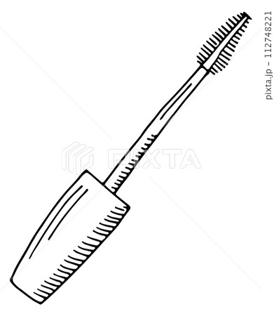 Mascara brush doodle. Eye makeup glamour fashion Mascara brush doodle. Eye makeup glamour fashion 112748221