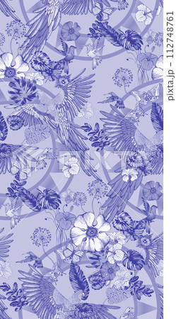 Seamless pattern of parrots. Suitable for fabric, wrapping paper and the like. Seamless pattern of parrots. Suitable for fabric, wrapping paper and the like. 112748761