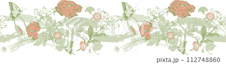 Victorian seamless floral border. Suitable for fabric, wrapping paper and the like 112748860