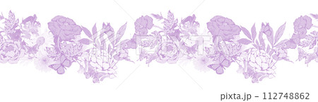 Victorian seamless floral border. Suitable for fabric, wrapping paper and the like Victorian seamless floral border. Suitable for fabric, wrapping paper and the like 112748862