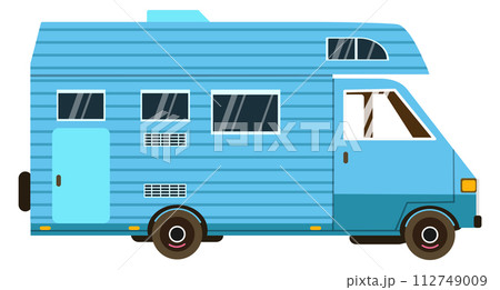 Camper car cartoon vehicle. Motor home lifestyle 112749009