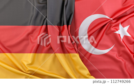 Ruffled Flags of Germany and Turkey. 3D Rendering Ruffled Flags of Germany and Turkey. 3D Rendering 112749266