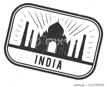 India landmark sticker. Travel world black symbol 112749341