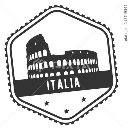 Italia travel sticker. Europe vacation trip symbol 112749343