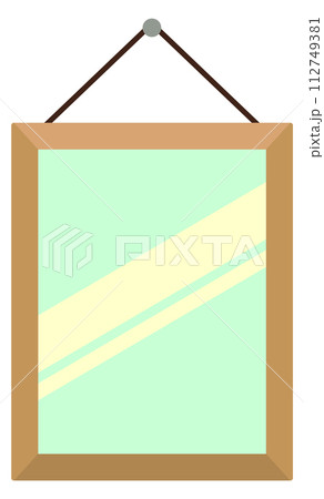 Mirror hanging on wall cartoon icon. House decoration Mirror hanging on wall cartoon icon. House decoration 112749381