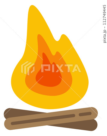 Campfire travel color icon. Burning flame fire 112749445