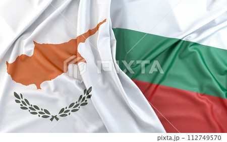 Ruffled Flags of Cyprus and Bulgaria. 3D Rendering Ruffled Flags of Cyprus and Bulgaria. 3D Rendering 112749570