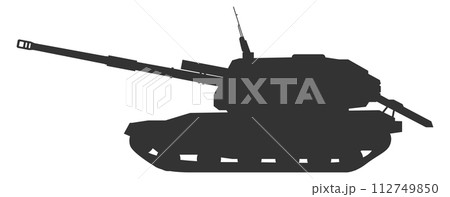Tank destroyer black silhouette. Army force symbol 112749850