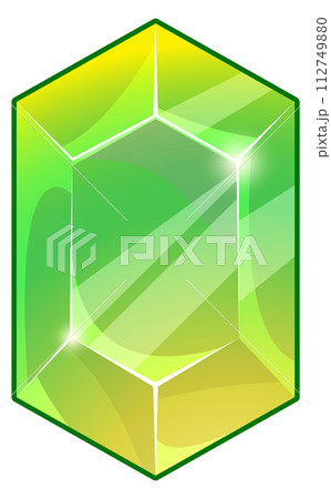 Green jewel. Game cartoon gemstone. Color crystal Green jewel. Game cartoon gemstone. Color crystal 112749880