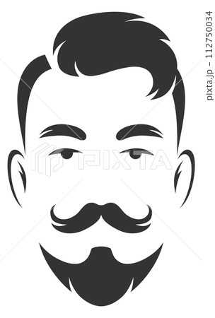 Man with fancy moustaches and beard. Black hipster avatar Man with fancy moustaches and beard. Black hipster avatar 112750034
