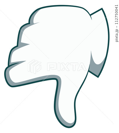Thumb down gesture. White glove comic hand Thumb down gesture. White glove comic hand 112750041