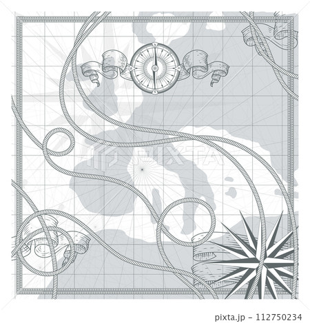 Vintage nautical map background. Decorative navigation paper Vintage nautical map background. Decorative navigation paper 112750234