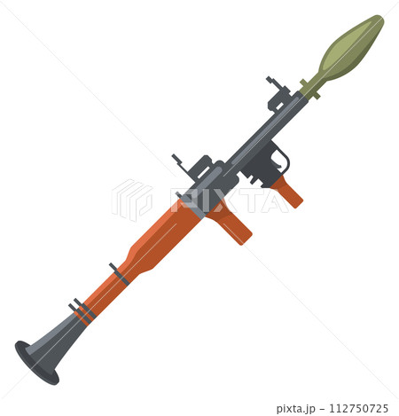 Hand rocket launcher. Explosive gun color icon Hand rocket launcher. Explosive gun color icon 112750725