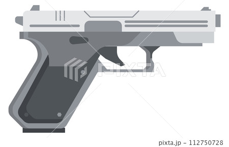 Hand gun color icon. Bullet military weapon 112750728
