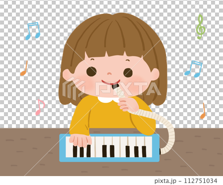 女孩玩鍵盤口琴 女孩玩鍵盤口琴 112751034