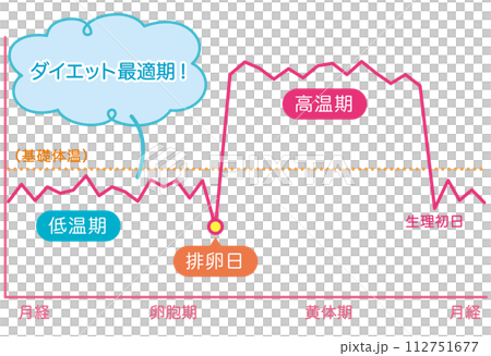 月経周期　ダイエット最適期　基礎体温のグラフ 112751677