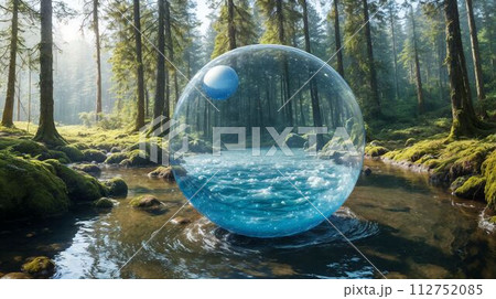森にあるガラス玉/Glass ball in the forest 112752085