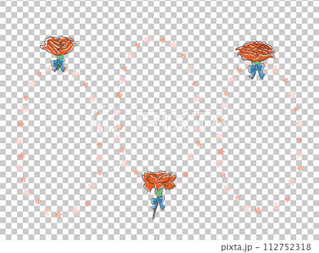 Carnation loose hand-drawn style frame illustration set Vertical Carnation loose hand-drawn style frame illustration set Vertical 112752318