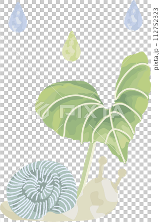 A snail holding a leaf umbrella in the rain A snail holding a leaf umbrella in the rain 112752323