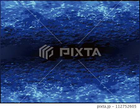 中心が暗闇になっている上下が群青色の横に伸びる深海洞窟のような海中岩盤イメージ 中心が暗闇になっている上下が群青色の横に伸びる深海洞窟のような海中岩盤イメージ 112752605