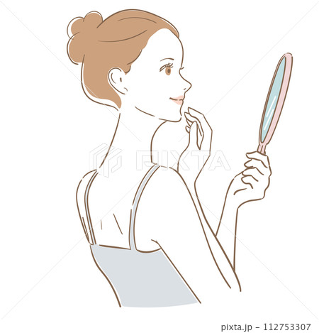 お肌の美しいまとめ髪の女性 112753307