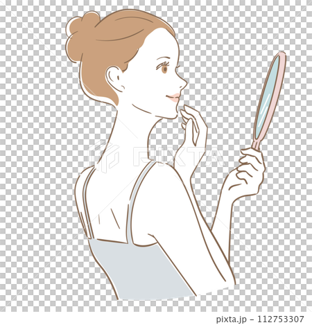 お肌の美しいまとめ髪の女性 112753307