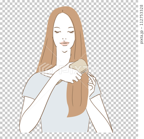 美麗的女人,長頭髮,梳理頭髮 美麗的女人,長頭髮,梳理頭髮 112753328