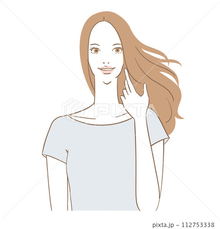 美しい髪のおしゃれなで大人っぽい女性 美しい髪のおしゃれなで大人っぽい女性 112753338