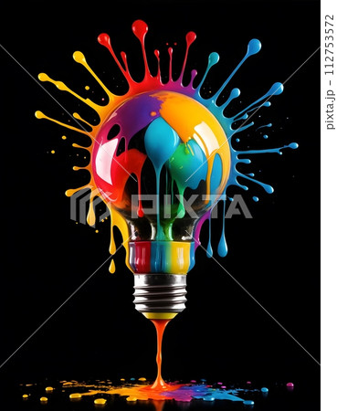 AI-generated content. Exploding Color Lightbulb Concept 112753572