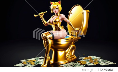 AI-generated content. Golden Feline Fantasy 112753681