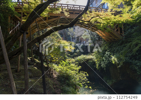 加賀温泉郷山中温泉の景勝地・鶴仙渓こおろぎ橋 加賀温泉郷山中温泉の景勝地・鶴仙渓こおろぎ橋 112754249
