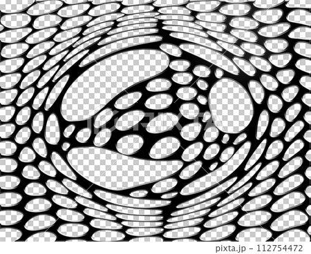 白い背景に黒い弾性ラテックス調の不規則な穴・網目テクスチャー。 112754472