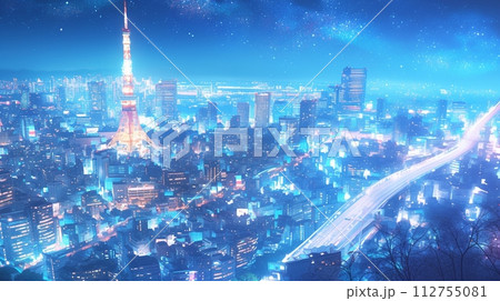 都会の夜景4のイラスト素材 [112755081] - PIXTA