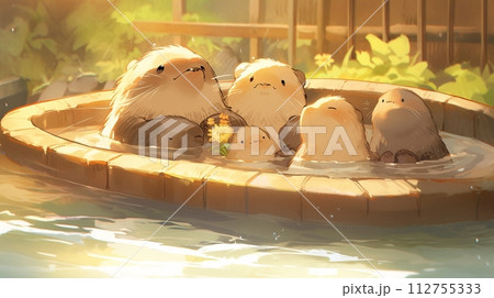 入浴するカピバラ、日本6 112755333