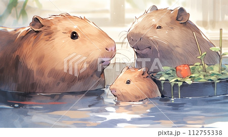 入浴するカピバラ、日本11 入浴するカピバラ、日本11 112755338