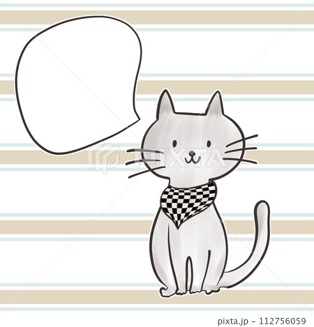 猫_吹き出し_市松模様_ストライプ_スカーフ_01_5 112756059
