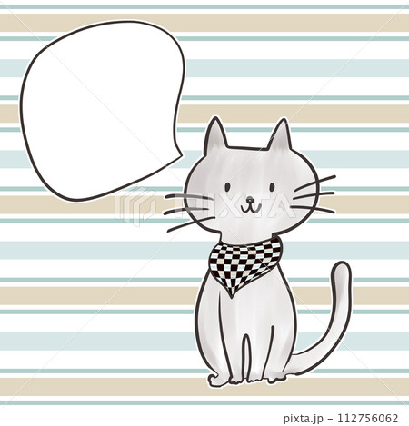 猫_吹き出し_市松模様_ストライプ_スカーフ_01_8 猫_吹き出し_市松模様_ストライプ_スカーフ_01_8 112756062