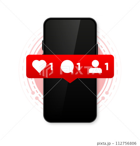 Social Media Notification label. Subscribe, comment and like icon. Social media concept. Vector Illustration. 112756806