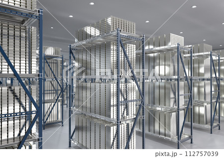 Heap of silver ingots in bank vault safe Heap of silver ingots in bank vault safe 112757039