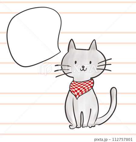 猫_吹き出し_市松模様_ストライプ_スカーフ_02_3 112757801